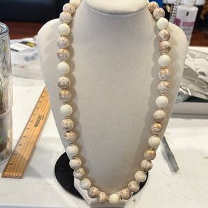 Elegant Cream and Brown Beaded Necklace